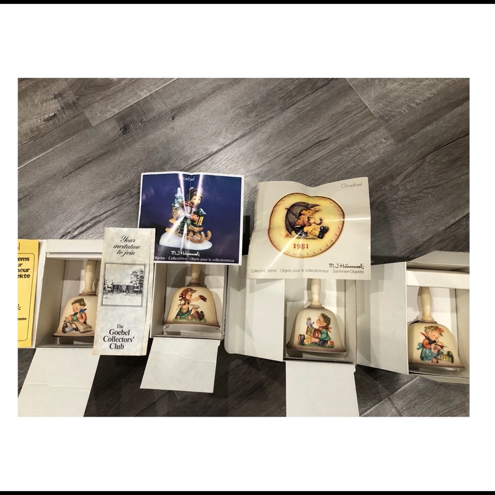 Set of 4 MJ Hummel Goebel Collector Bell Comes from Pet Friendly Home